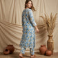 Aaira Teal Blue Mull Cotton Chikankari Kurta Set