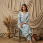 Aaira Teal Blue Mull Cotton Chikankari Kurta Set