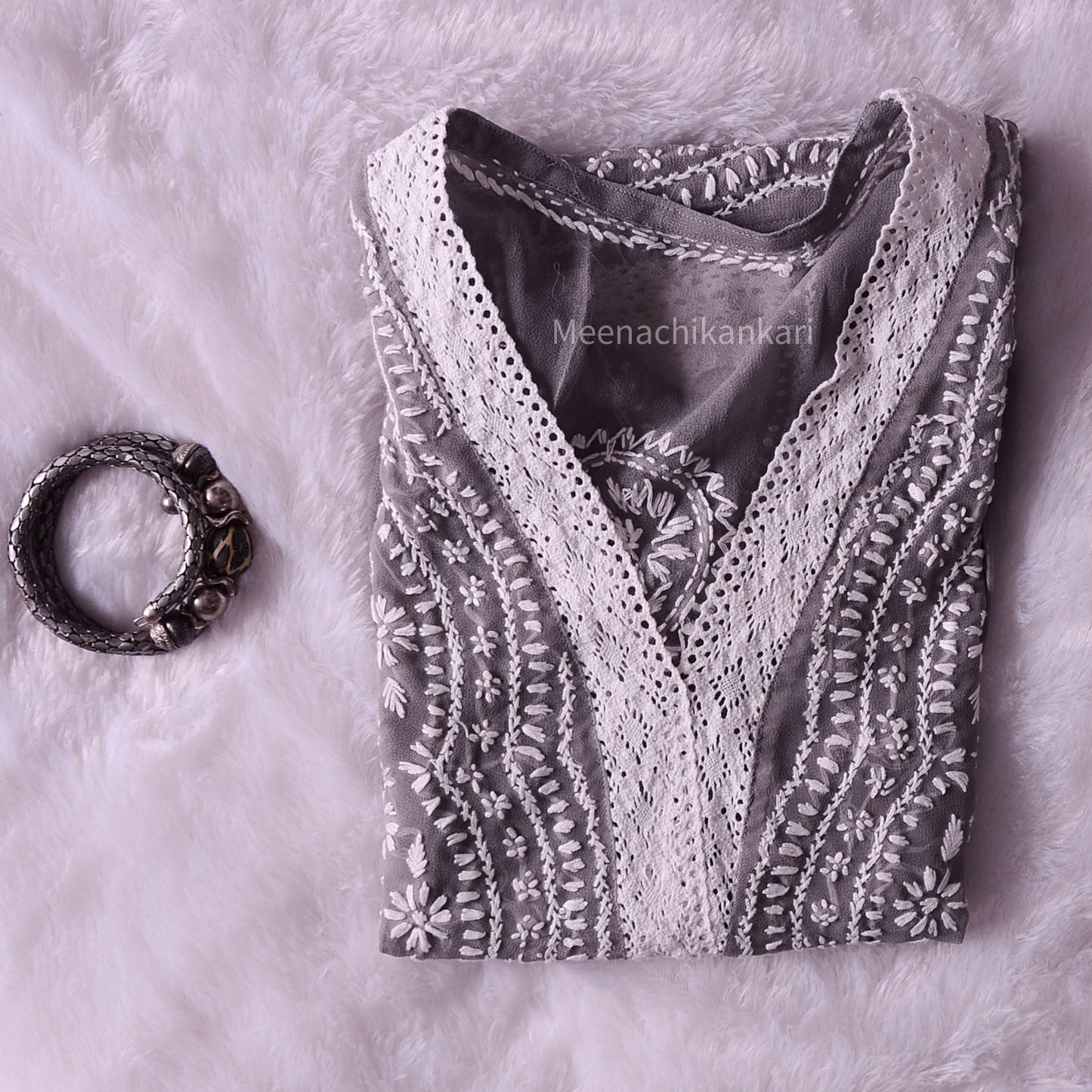 Edha Grey Short Georgette Kurta