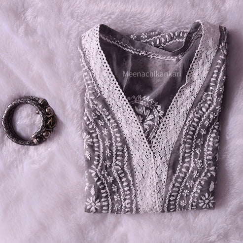 Edha Grey Short Georgette Kurta