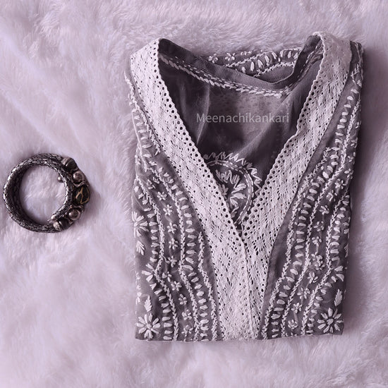 Edha Grey Short Georgette Kurta