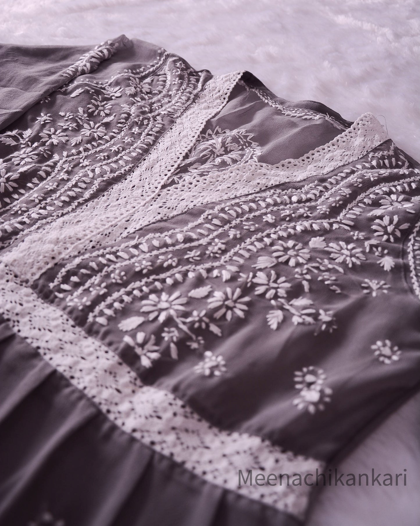 Edha Grey Short Georgette Kurta