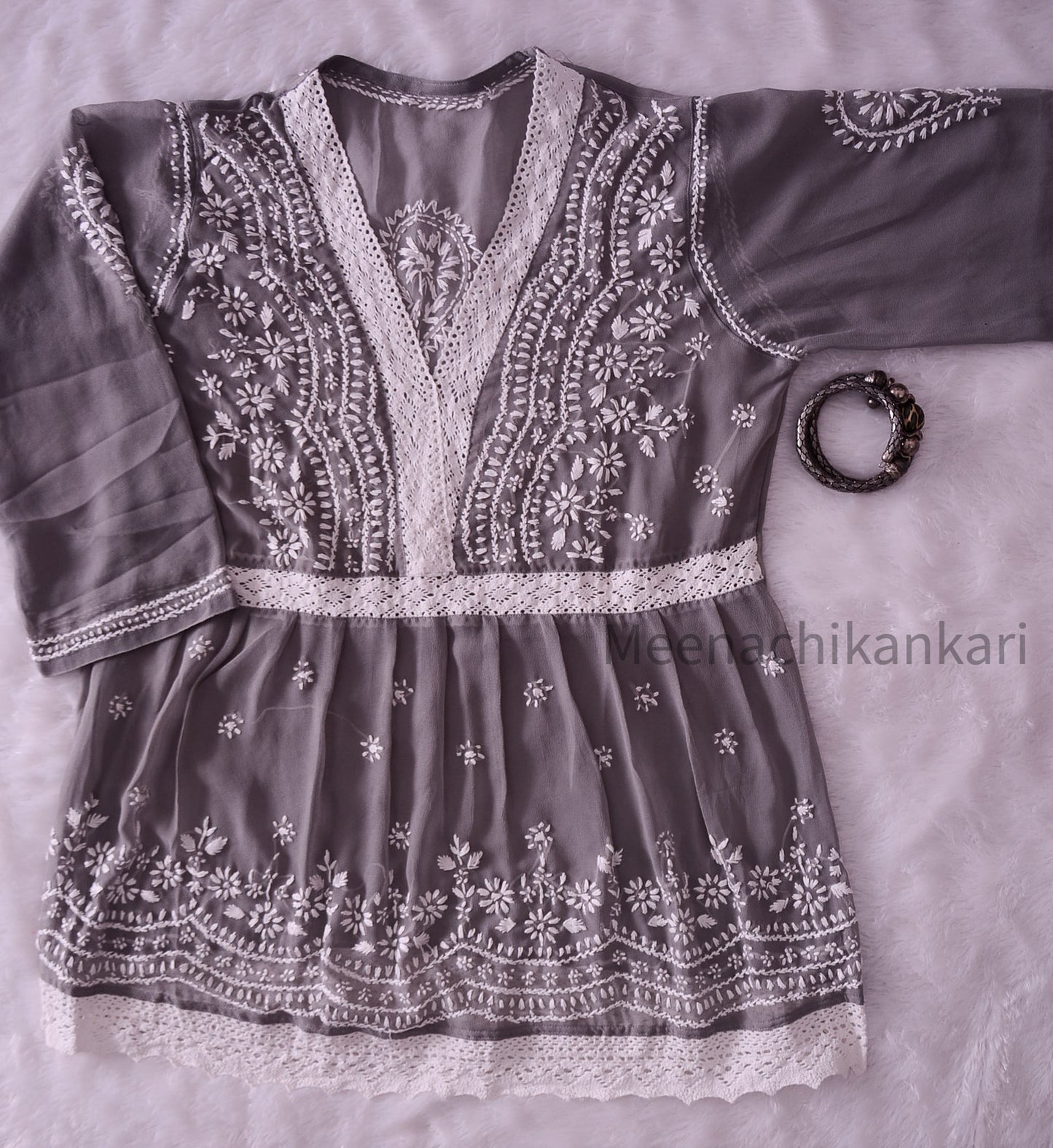 Edha Grey Short Georgette Kurta