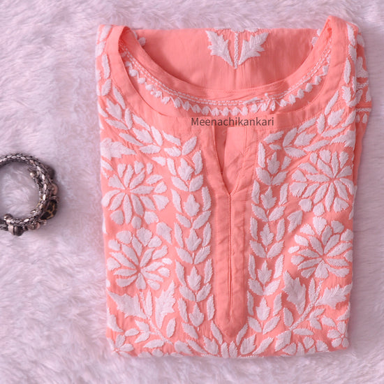 Irya Peach Long Straight Kurta