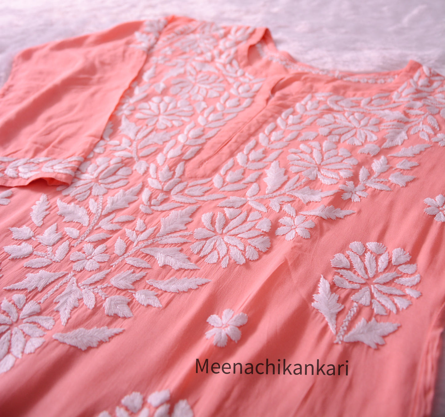 Irya Peach Long Straight Kurta