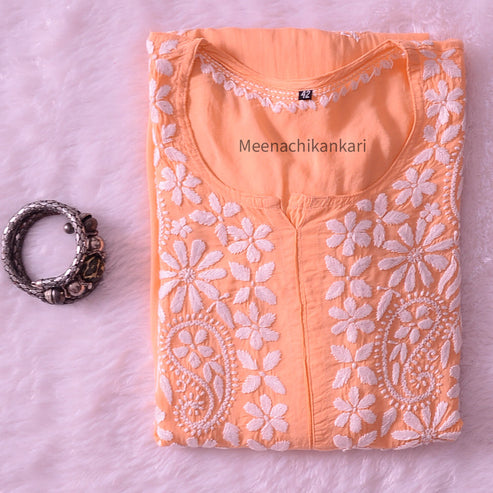 Gazal Peach Blue Modal Straight Kurta