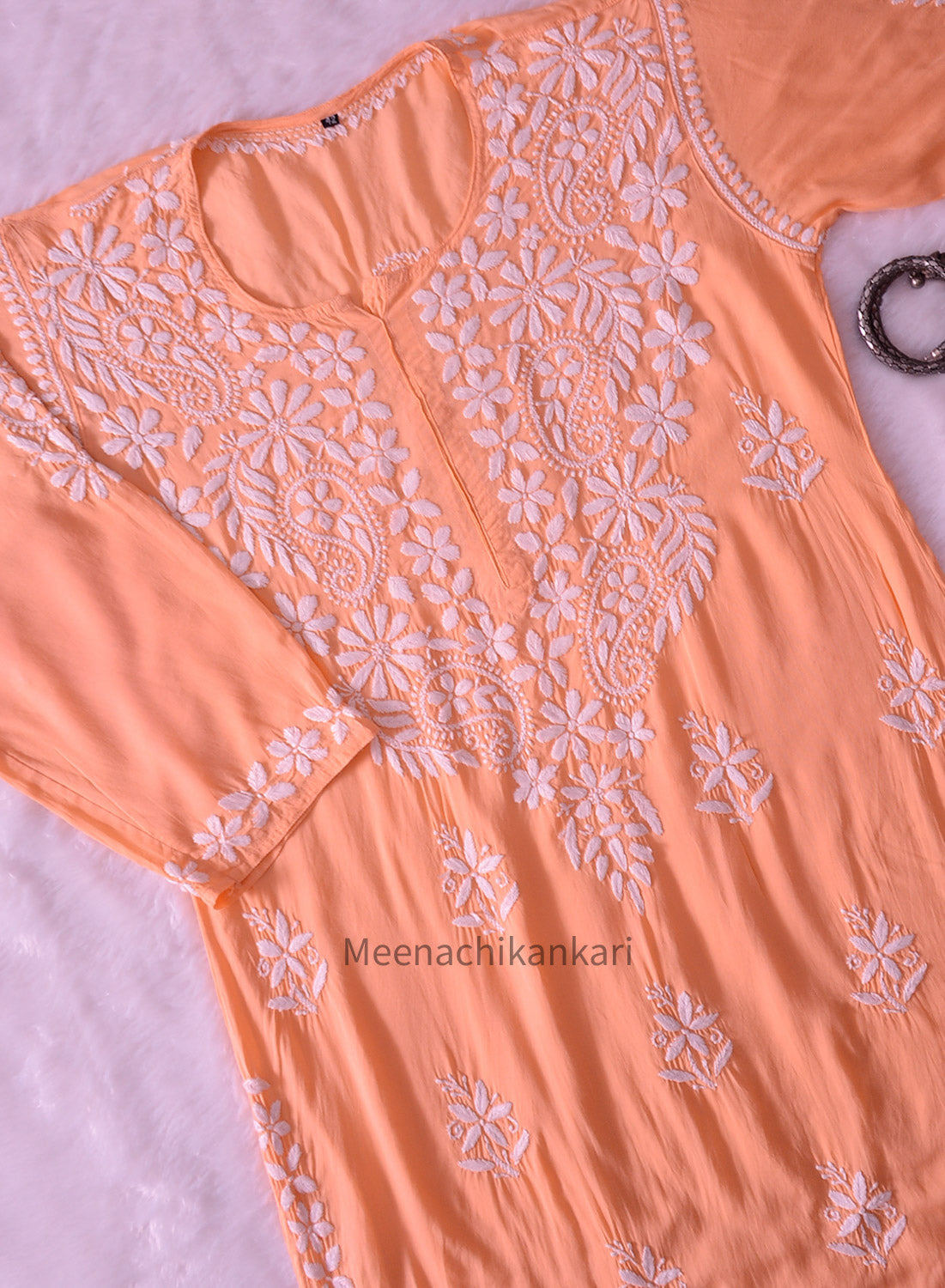 Gazal Peach Blue Modal Straight Kurta