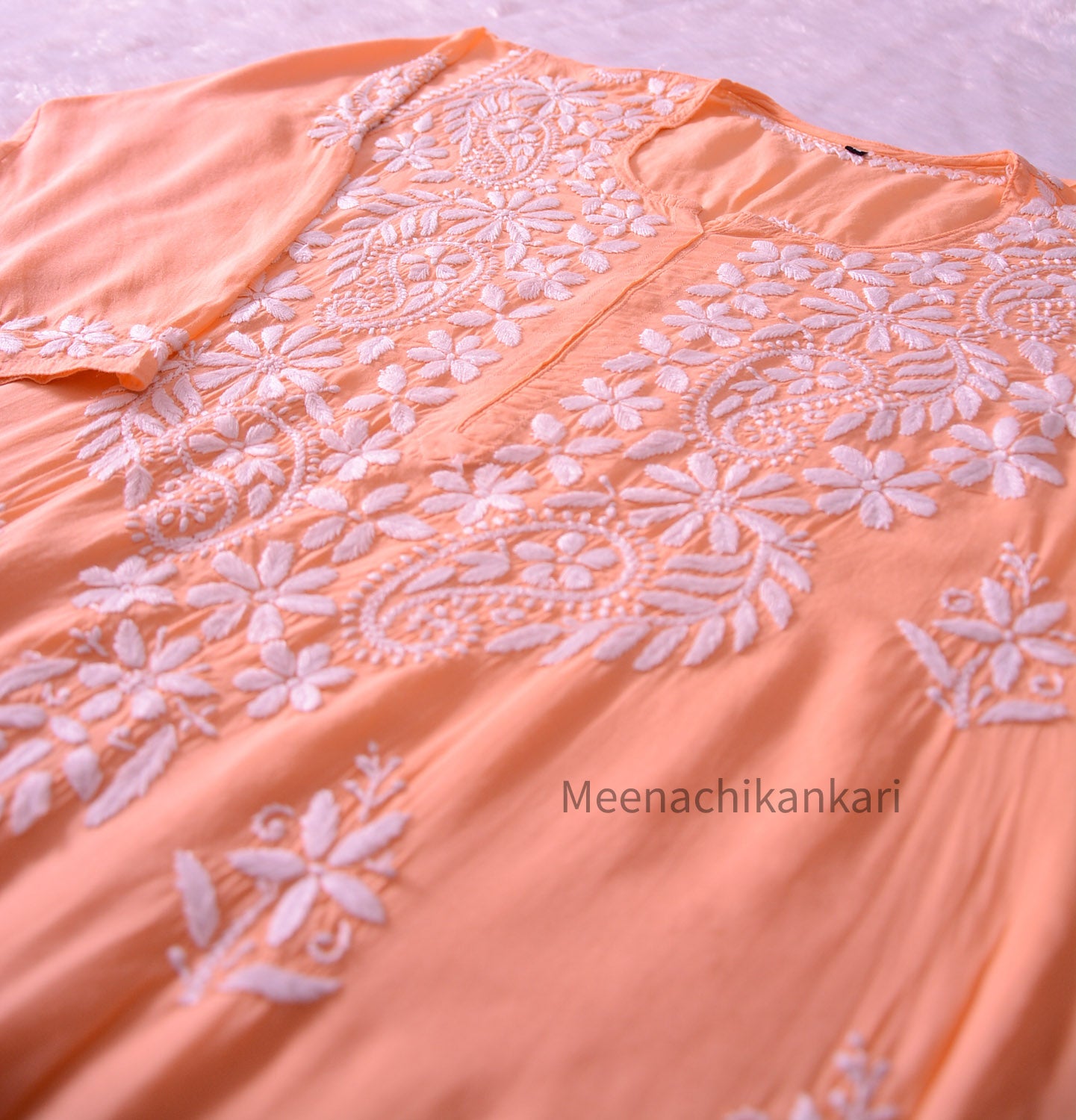 Gazal Peach Blue Modal Straight Kurta