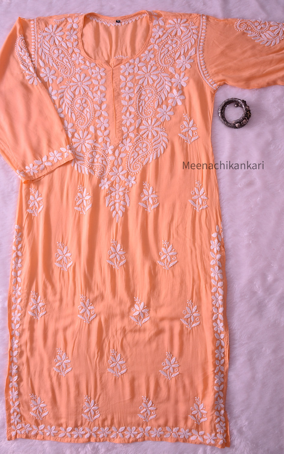 Gazal Peach Blue Modal Straight Kurta
