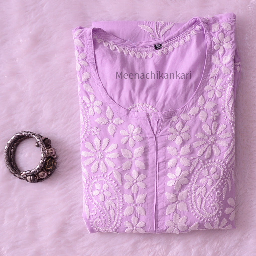 Gazal lilac Long Straight Kurta