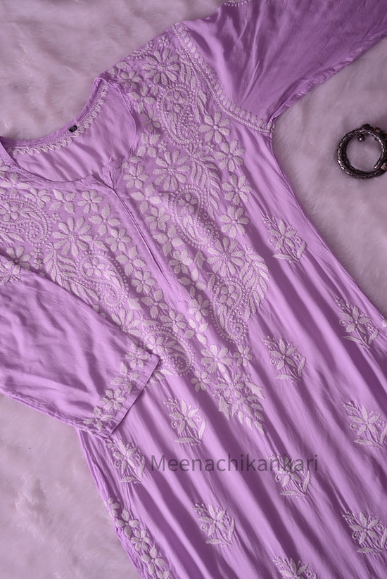 Gazal lilac Long Straight Kurta