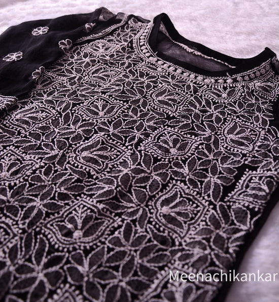 Aayat Black Georgette Kurta (Including Slip)