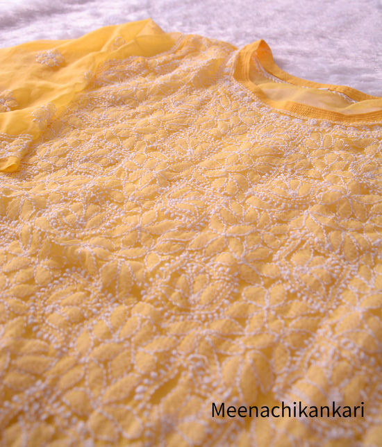 Aayat Yellow Long Georgette Kurta (Including Slip)