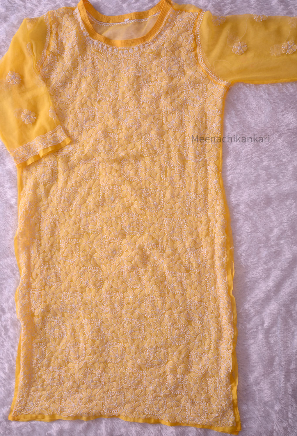 Aayat Yellow Long Georgette Kurta (Including Slip)