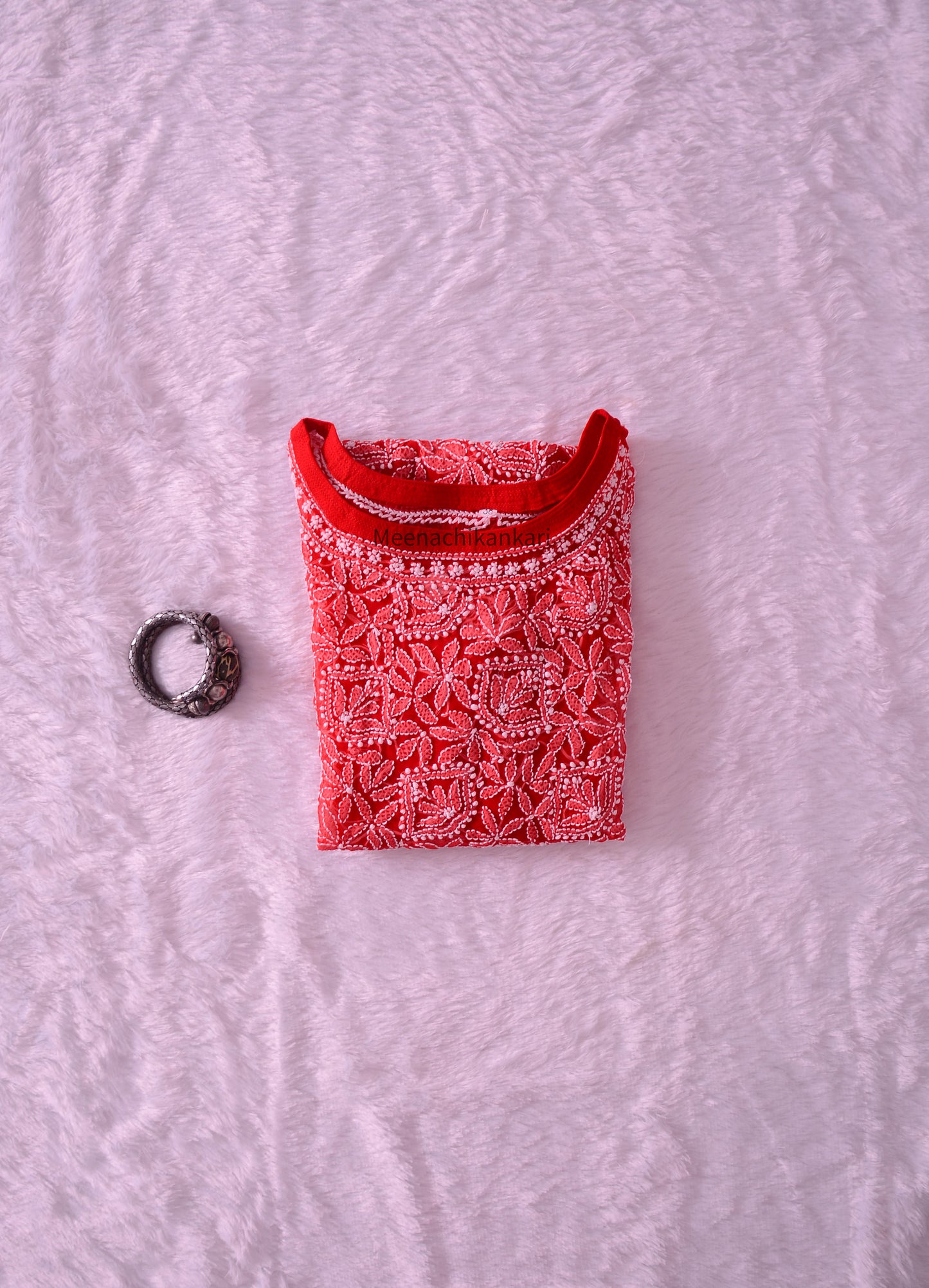 Aayat Red Long Georgette Kurta (Including Slip)