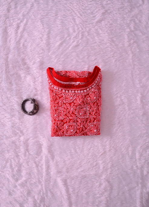 Aayat Red Long Georgette Kurta (Including Slip)