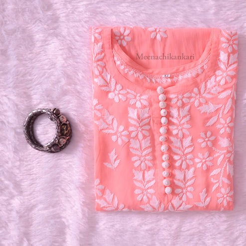 Suhana Peach Green Modal Straight Kurta