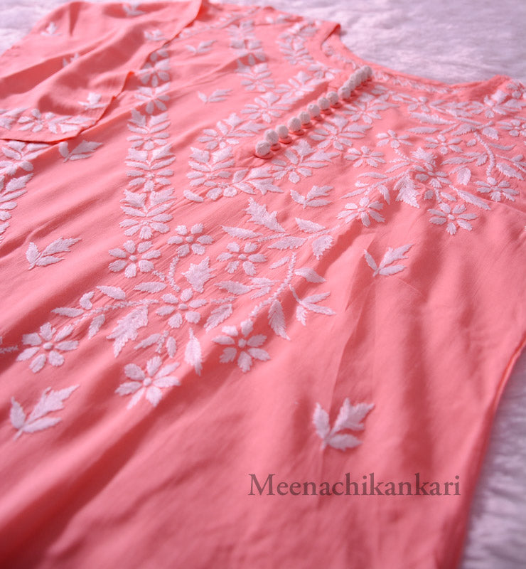 Suhana Peach Green Modal Straight Kurta