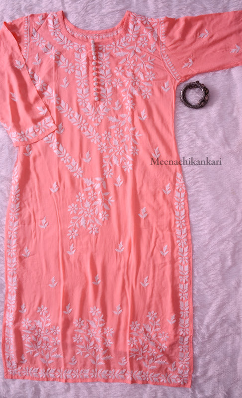 Suhana Peach Green Modal Straight Kurta