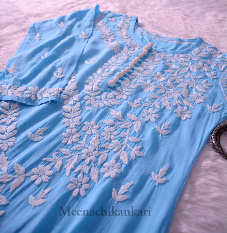 Suhana Ocean Blue Modal Straight Kurta