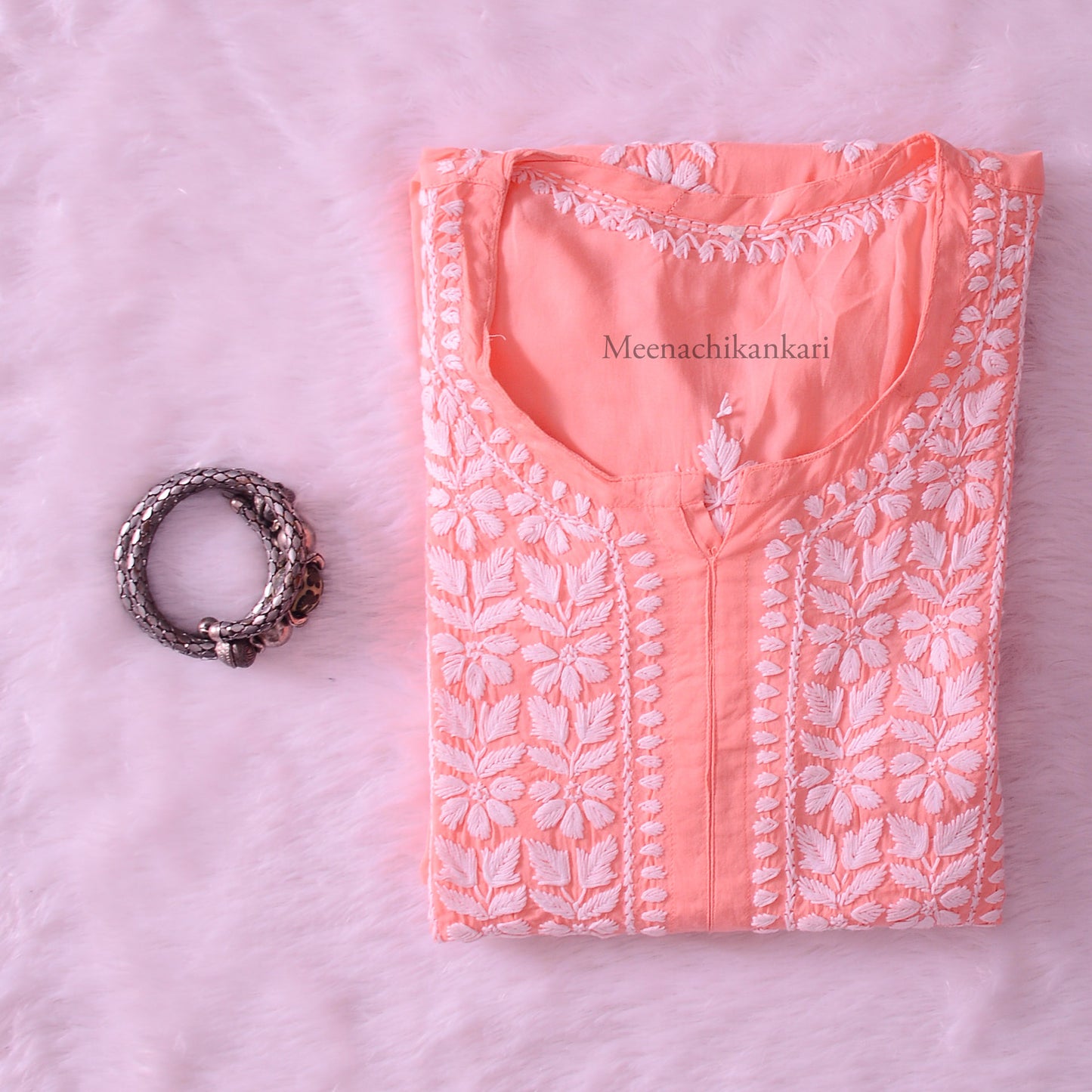 Ariana Peach Modal Straight Kurta