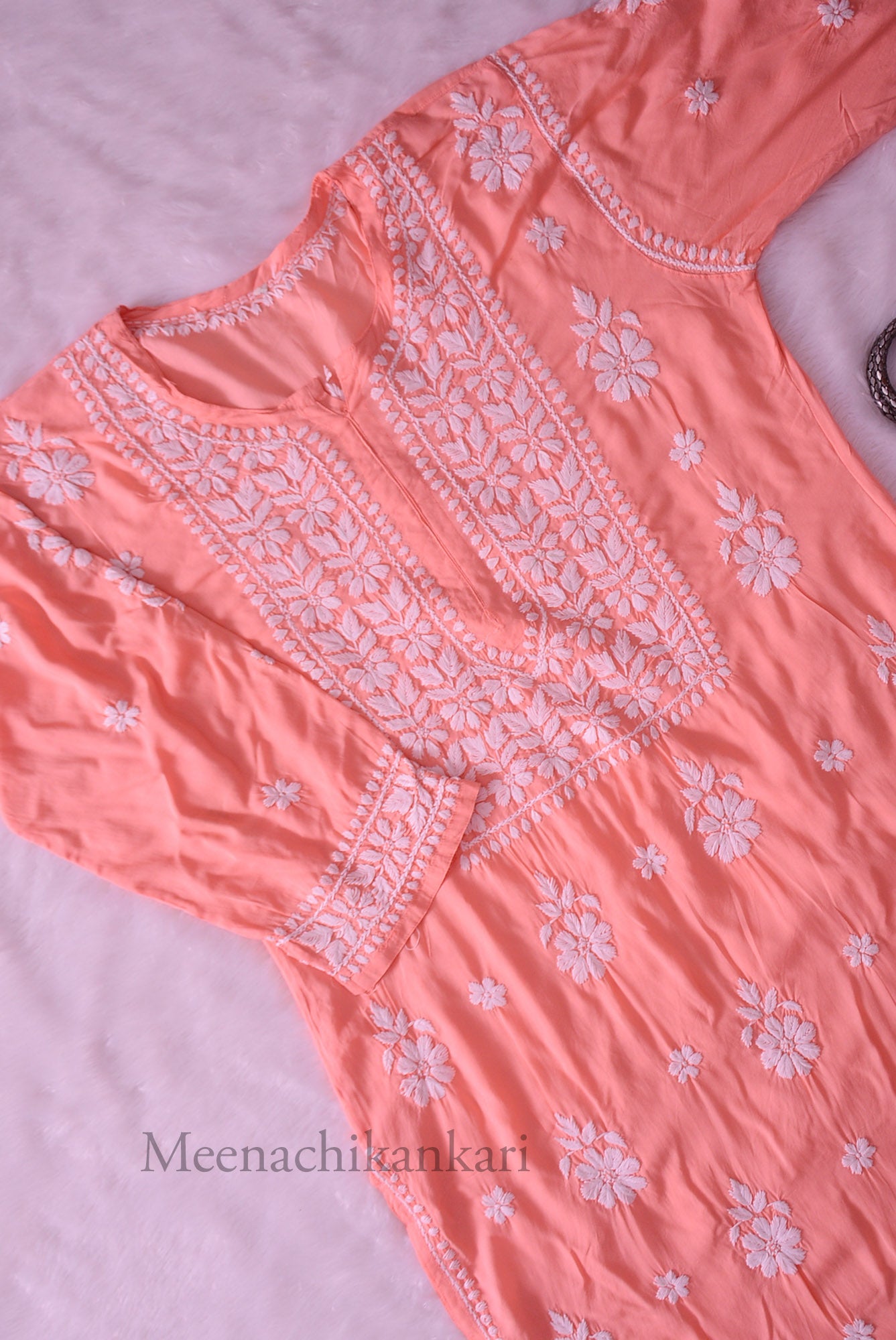 Ariana Peach Modal Straight Kurta