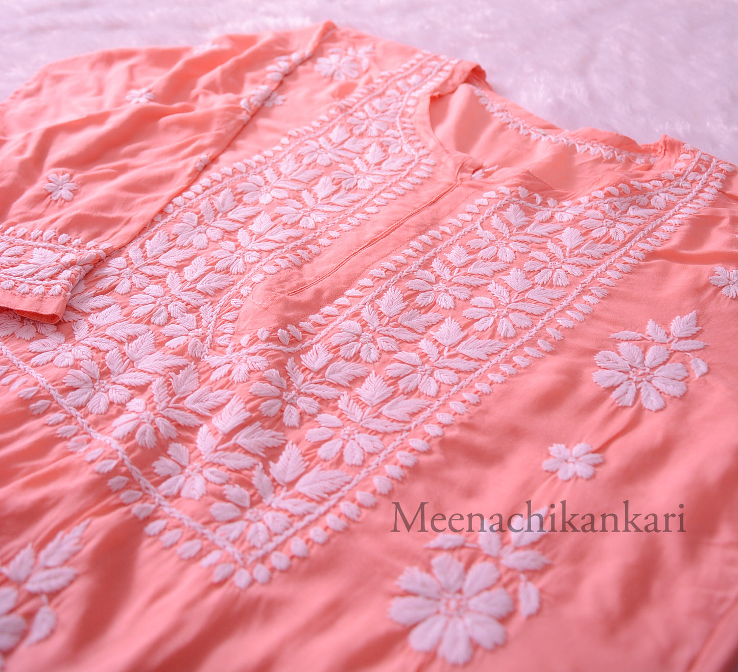 Ariana Peach Modal Straight Kurta