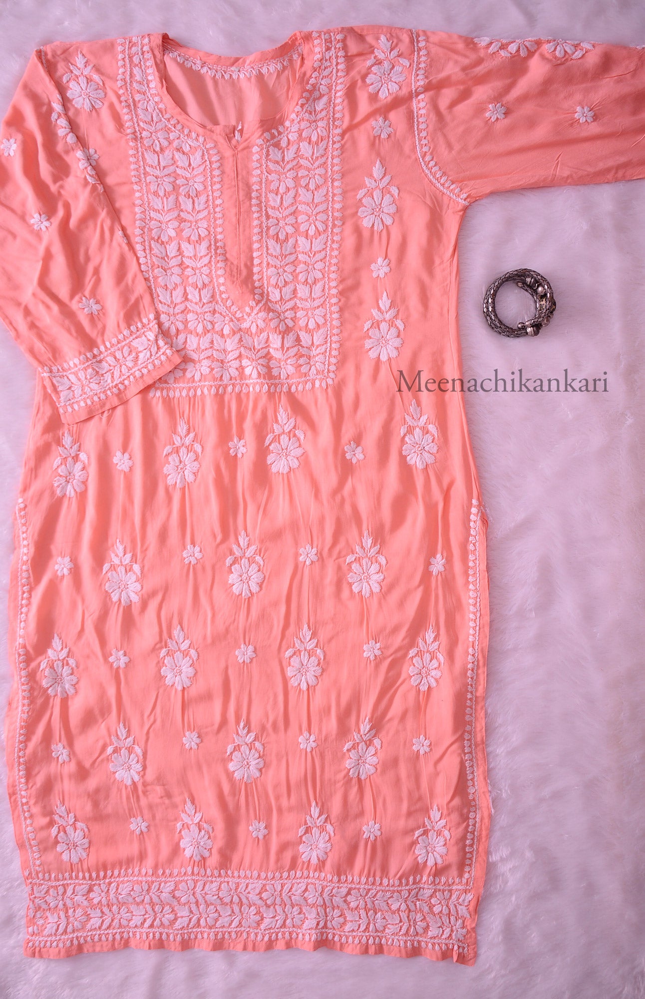 Ariana Peach Modal Straight Kurta