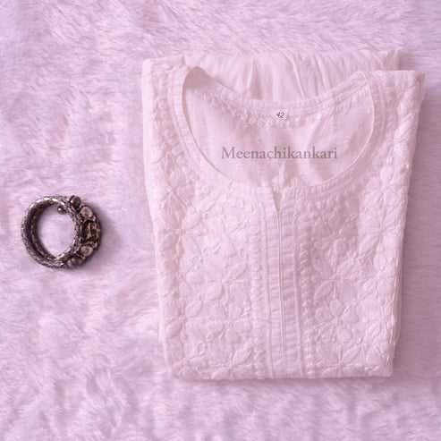 Soha White Aline Chikankari Kurti