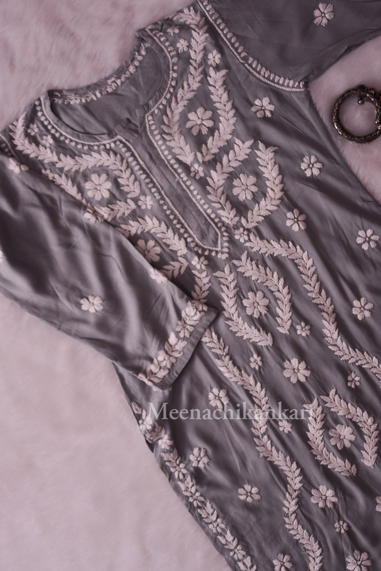 Hayat Grey Rayon Straight Long Kurta