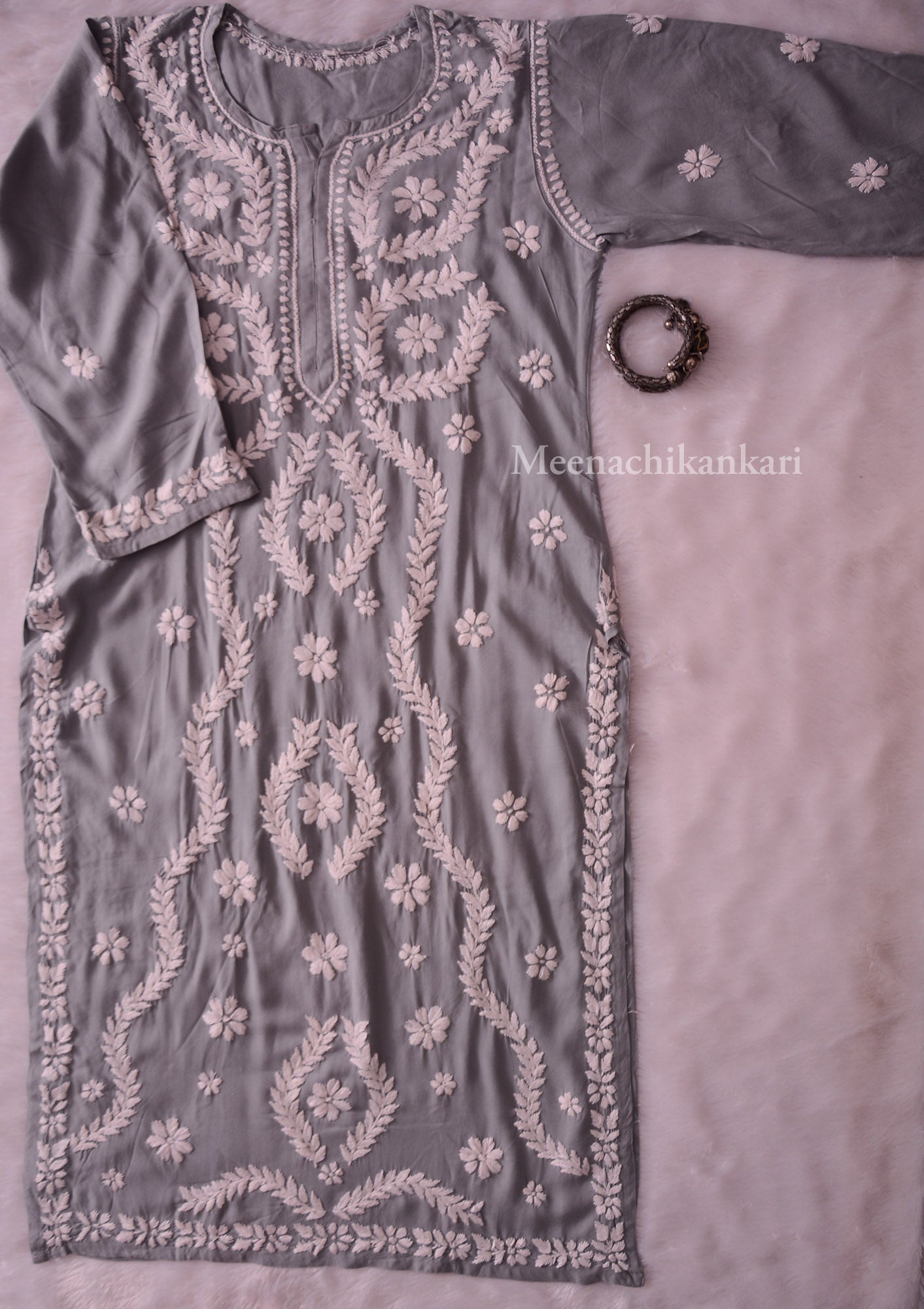 Hayat Grey Rayon Straight Long Kurta