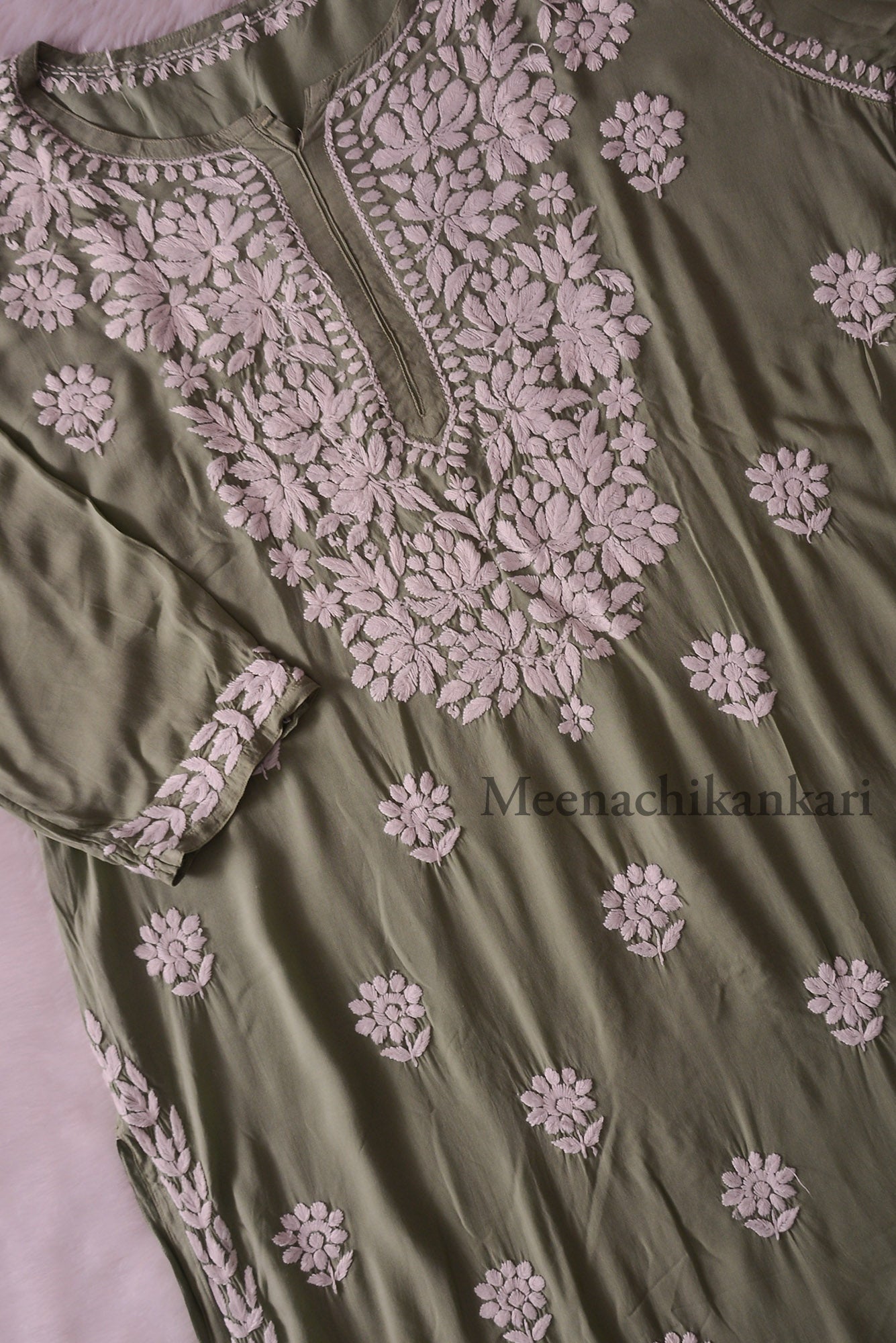 Amena Pista Green Plus Size Long Kurta