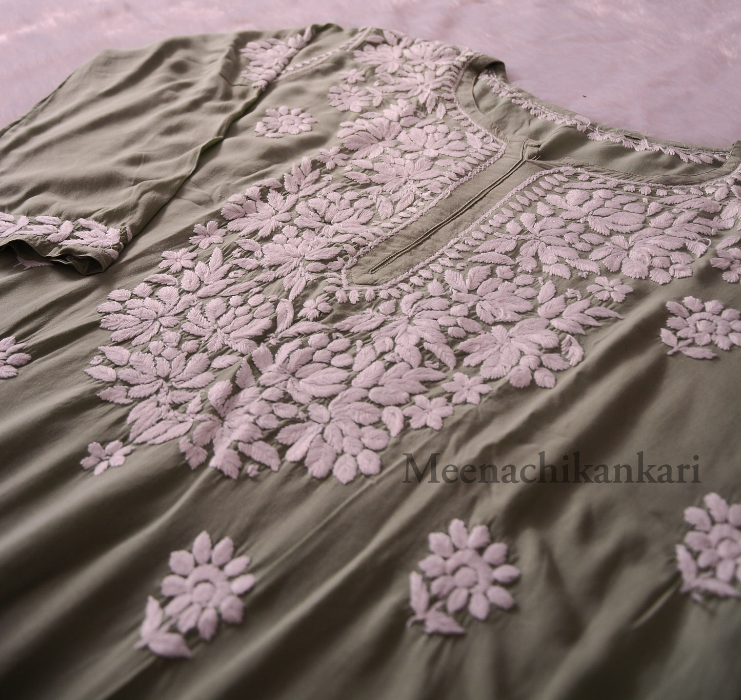 Amena Pista Green Plus Size Long Kurta