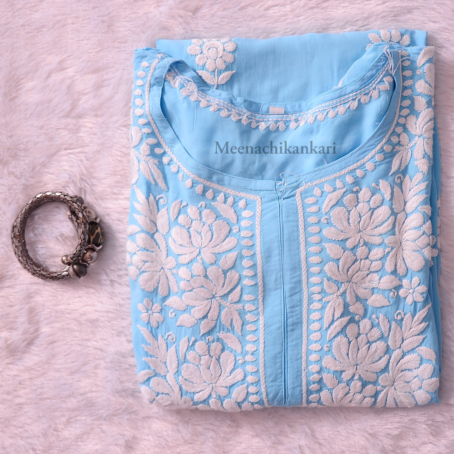 Amena Ocean Blue Plus Size Long Kurta - Ocean Blue