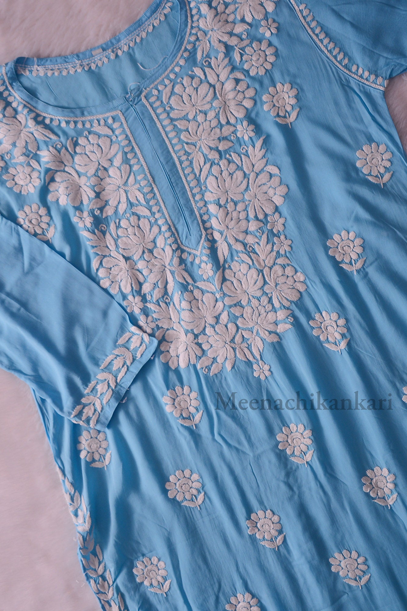 Amena Ocean Blue Plus Size Long Kurta - Ocean Blue