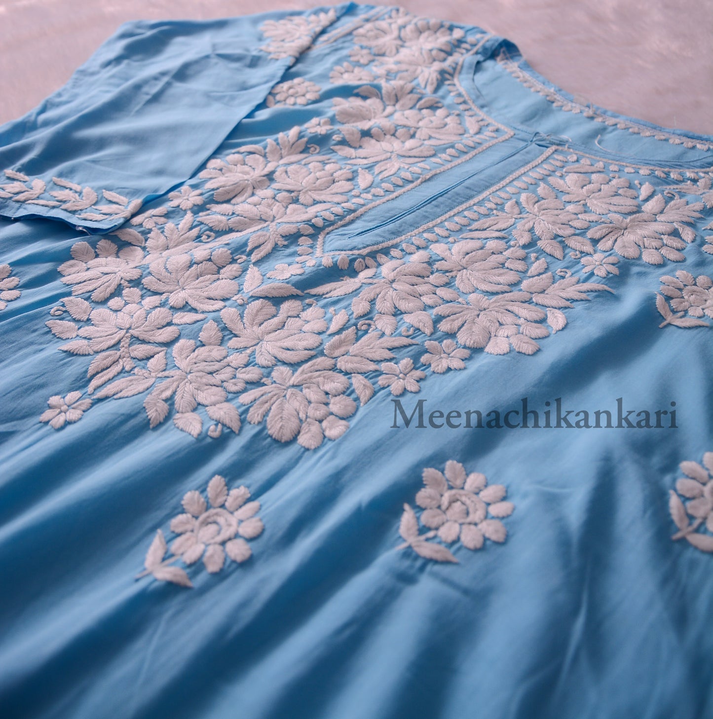 Amena Ocean Blue Plus Size Long Kurta - Ocean Blue