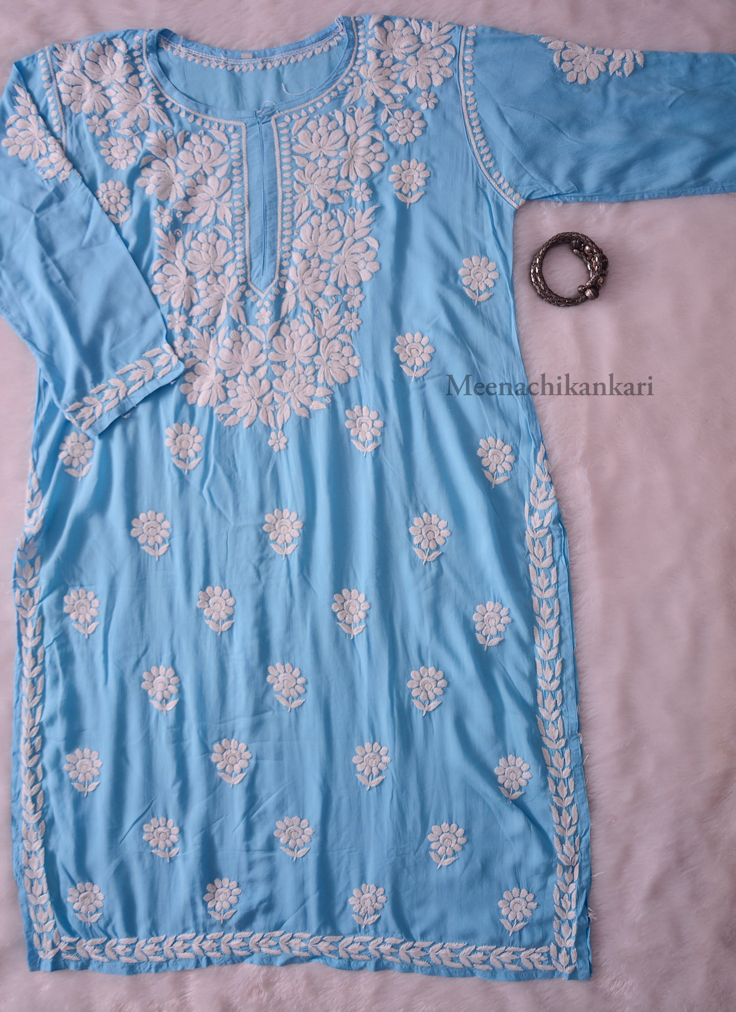 Amena Ocean Blue Plus Size Long Kurta - Ocean Blue