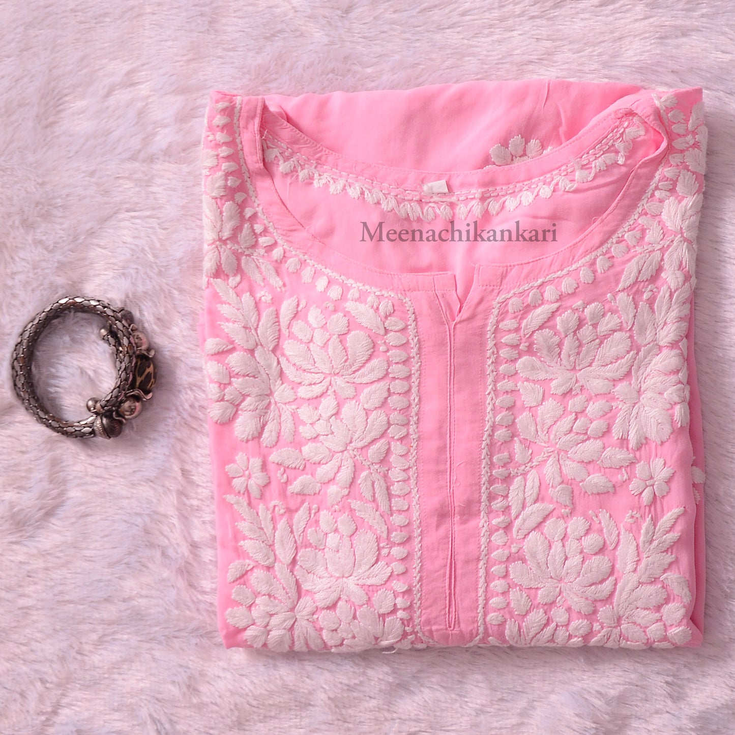 Amena Pink Plus Size Long Kurta - Pink