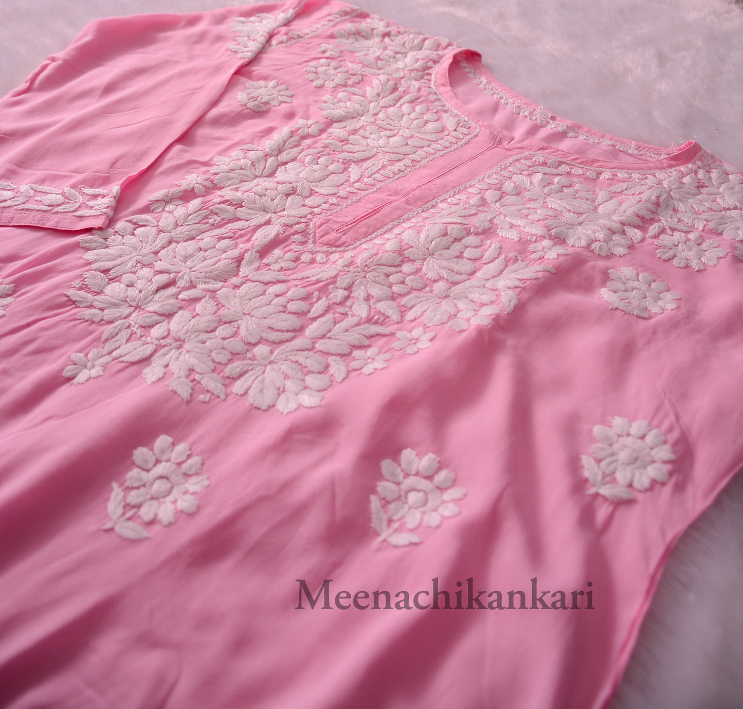 Amena Pink Plus Size Long Kurta - Pink