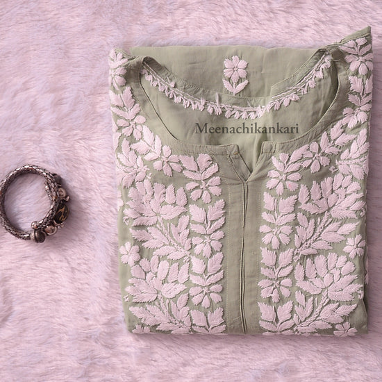 Nazrana Pista Green Plus Size Long Kurta