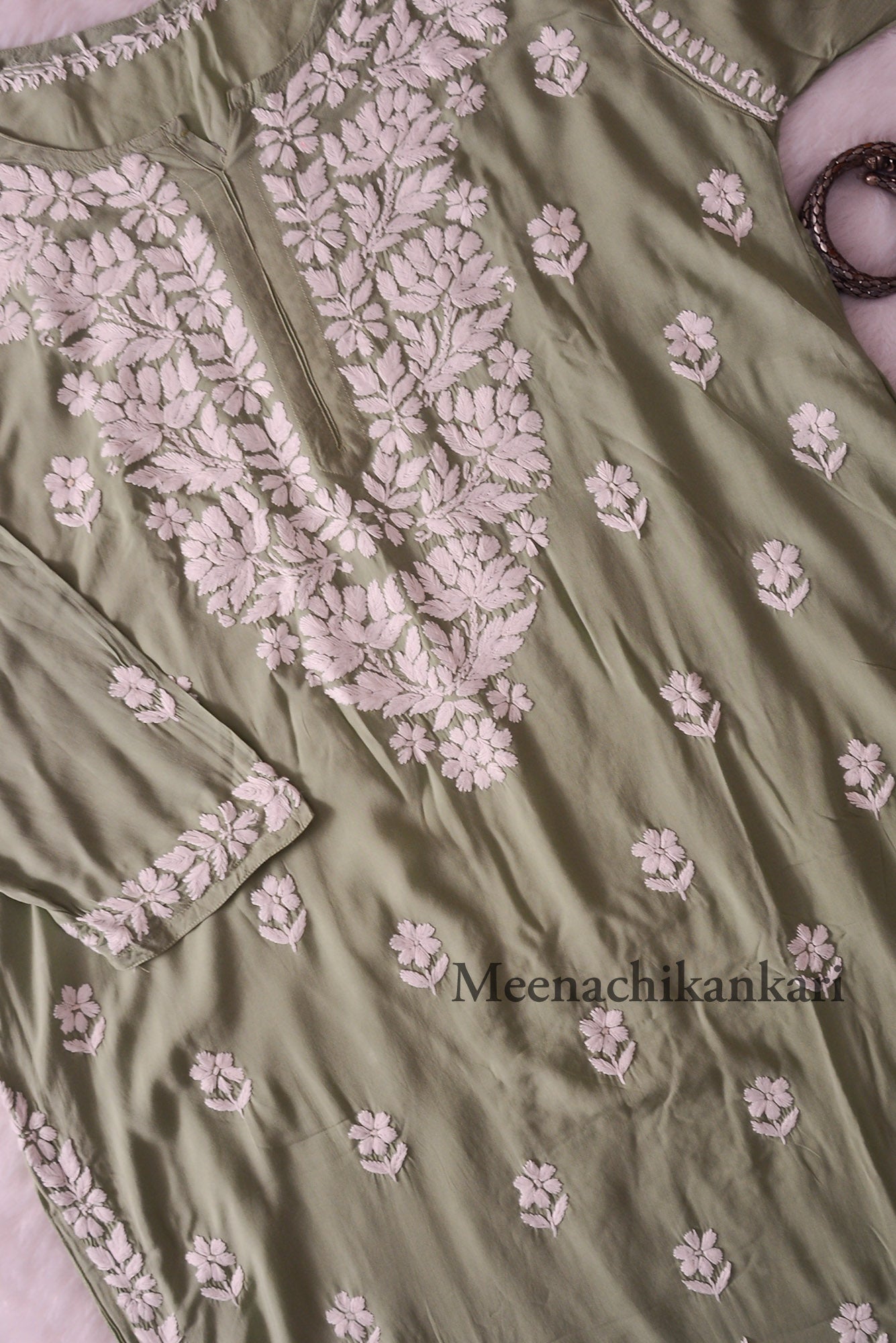 Nazrana Pista Green Plus Size Long Kurta