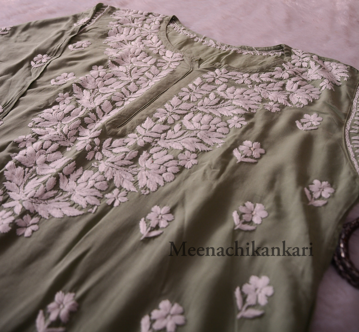 Nazrana Pista Green Plus Size Long Kurta