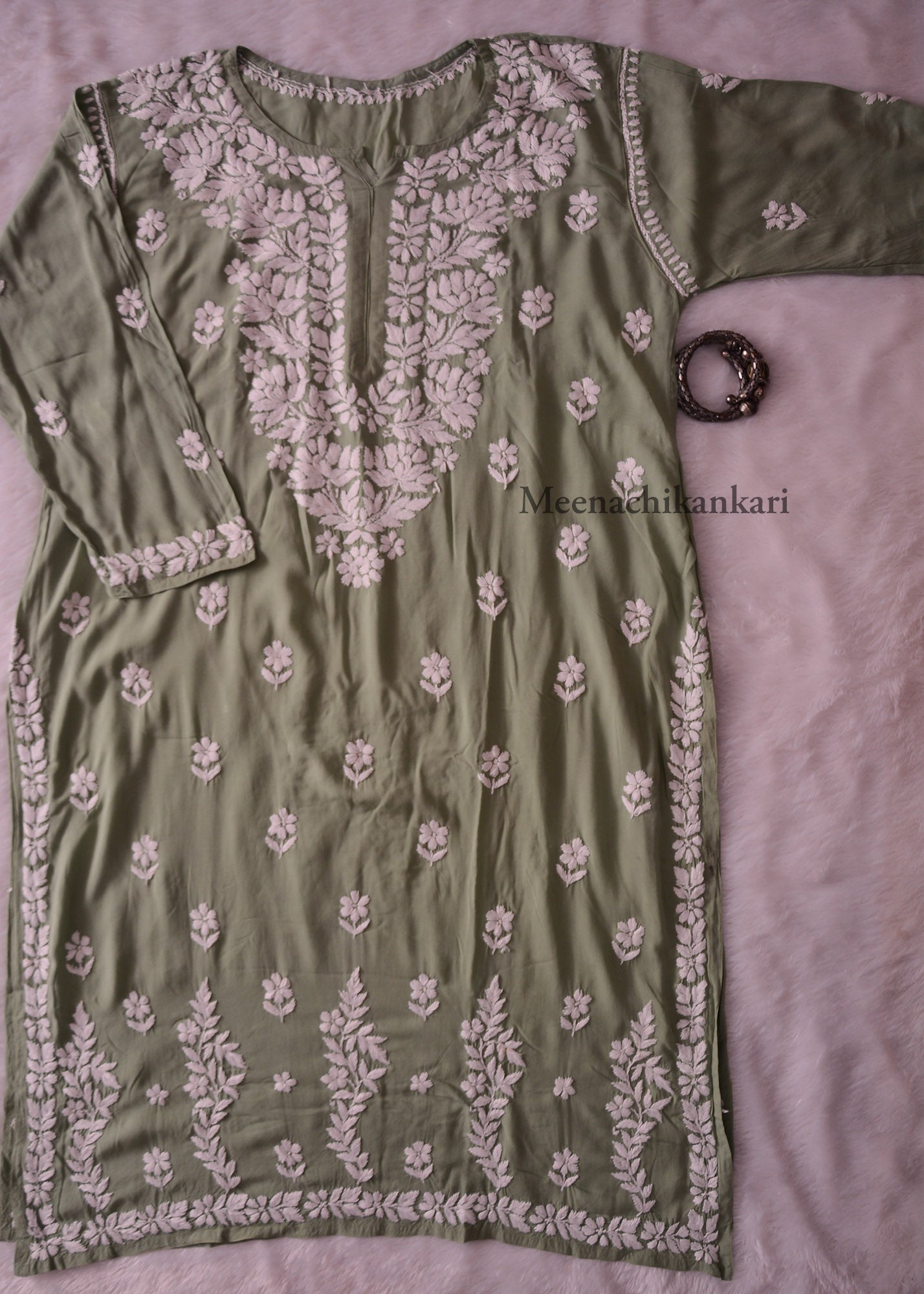 Nazrana Pista Green Plus Size Long Kurta