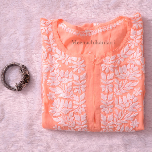 Nazrana Peach Plus Size Long Kurta