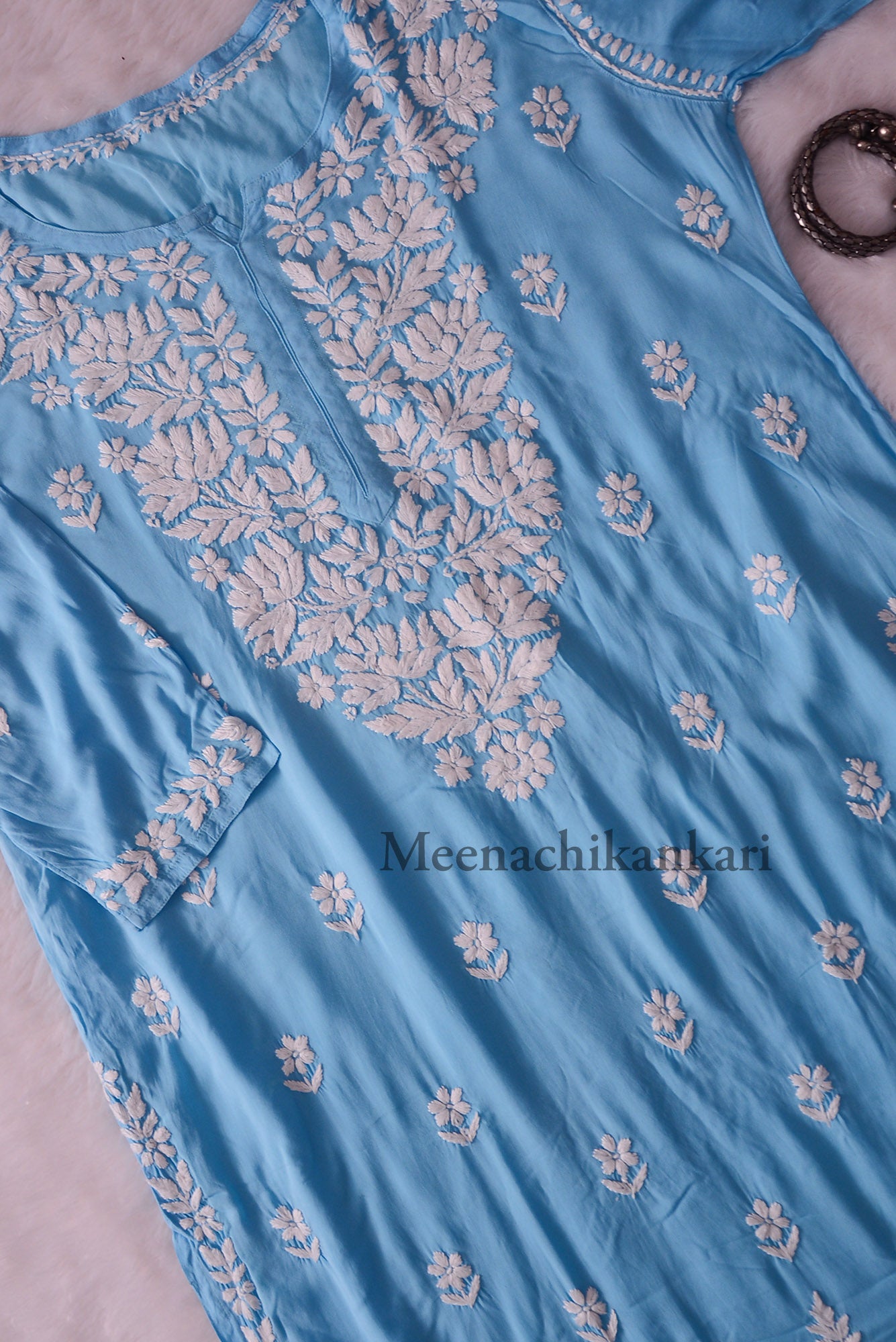 Nazrana Ocean Blue Plus Size Long Kurta