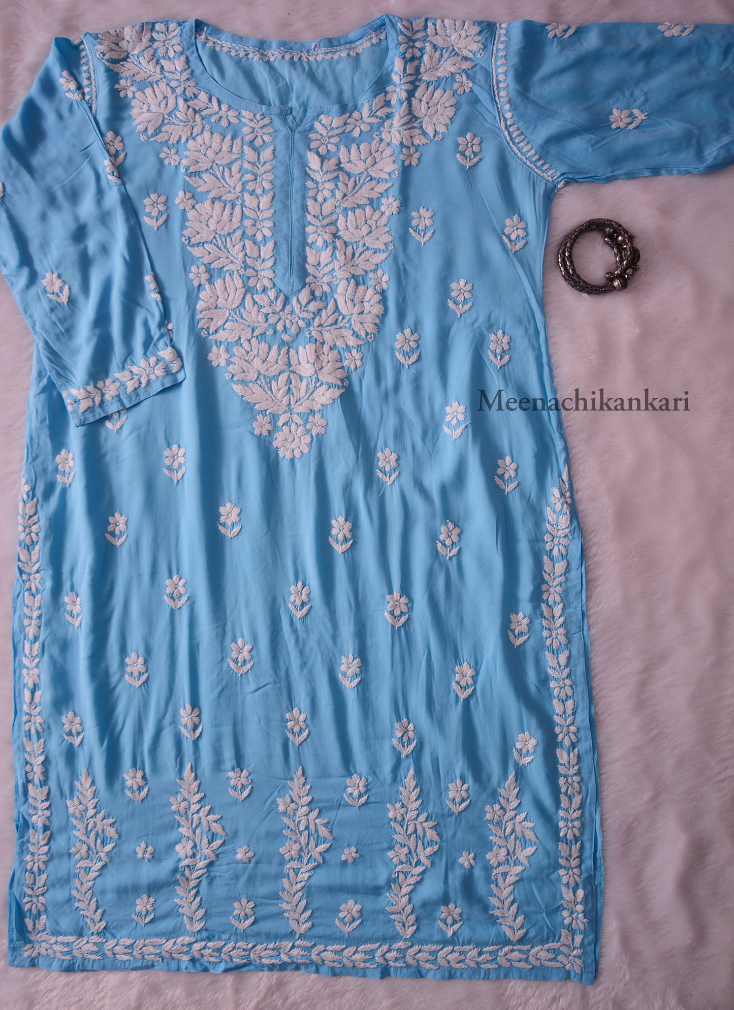 Nazrana Ocean Blue Plus Size Long Kurta