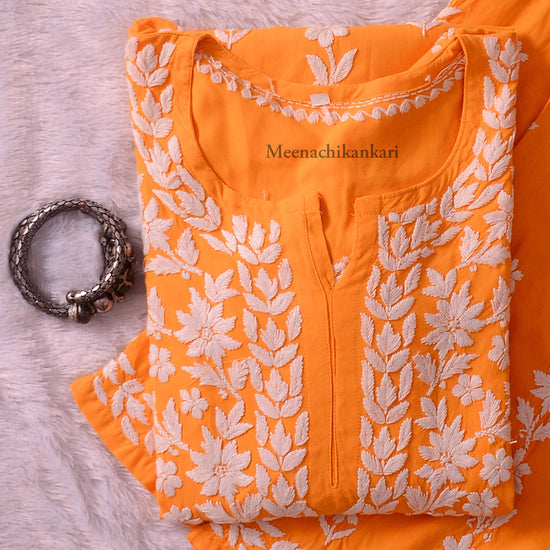 Fiza Musturd Yellow Rayon Long Kurta Set