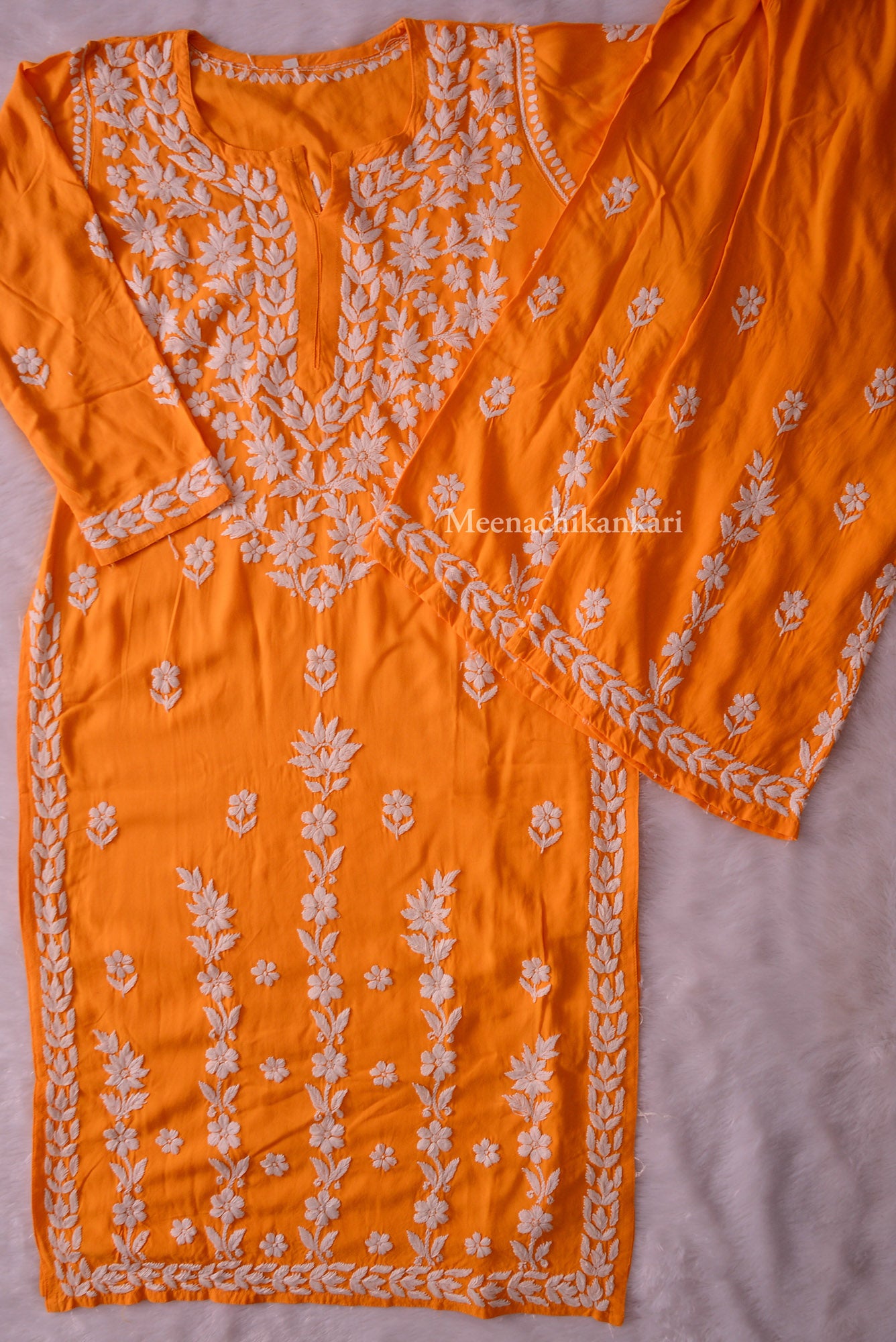 Fiza Musturd Yellow Rayon Long Kurta Set