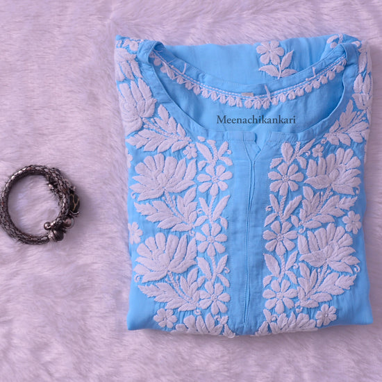 Jawaria Ocean Blue Modal Straight Kurta