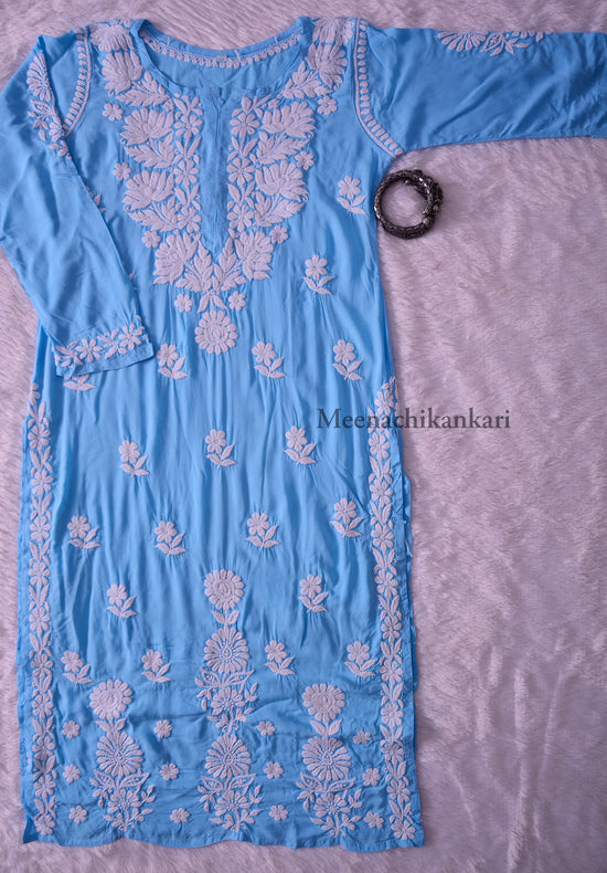 Jawaria Ocean Blue Modal Straight Kurta